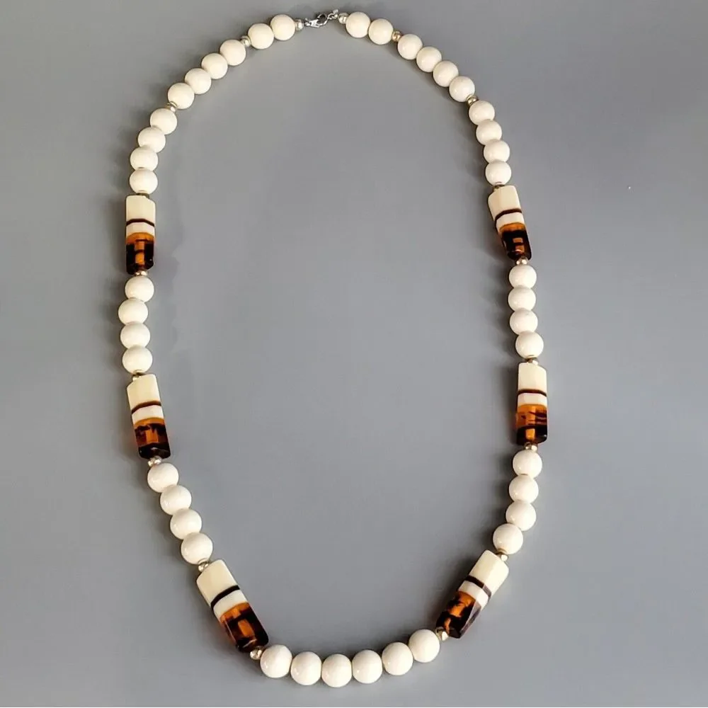 Vintage Rootbeer Lucite‎ Beads Long Necklace 30